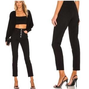 WEWOREWHAT Danielle Jeans Crystal Button Up Straight Leg Black 26 NEW